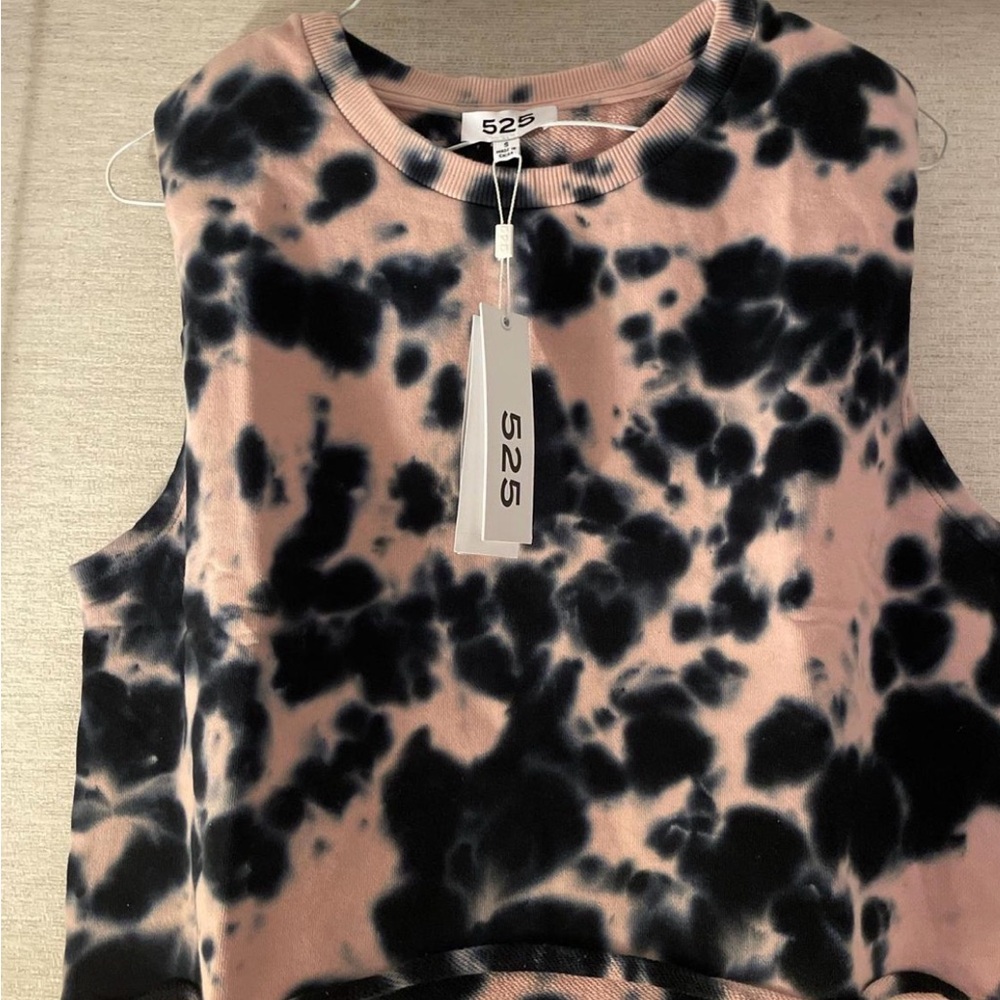 525 America Women's Black and Pink Tie-Dye Muscle Tee